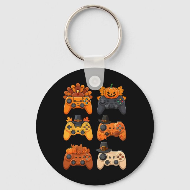 Frohes Erntedankfest Herbst Gaming Controller Trut Schlüsselanhänger (Vorderseite)