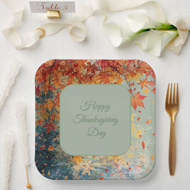 Frohes Erntedankfest, Herbst Herbstsaison, Modern  Pappteller (Hochzeit)