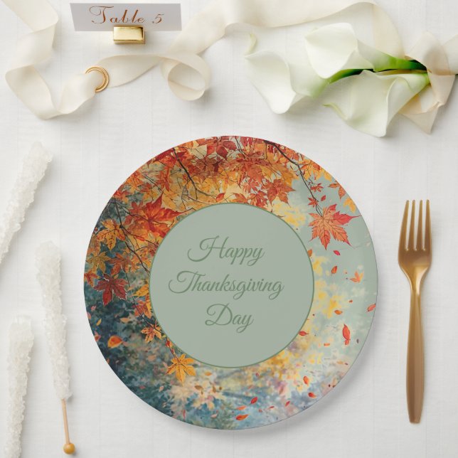 Frohes Erntedankfest, Herbst Herbstsaison, Modern Pappteller (Hochzeit)