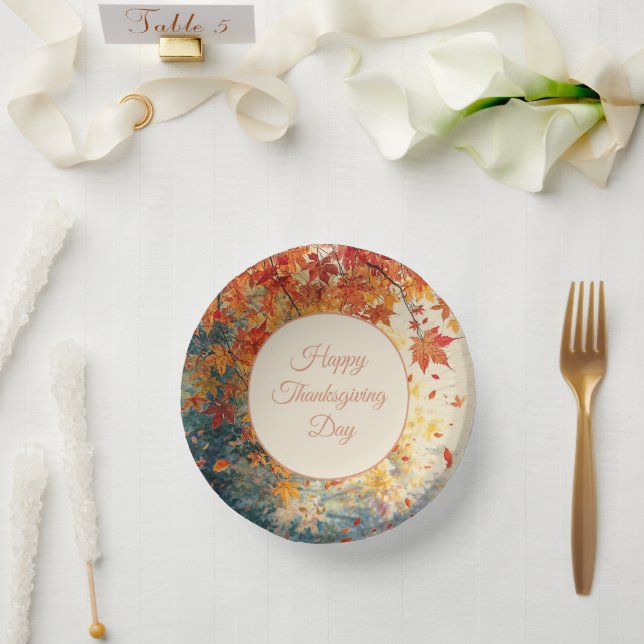 Frohes Erntedankfest, Herbst Herbstsaison, Modern  Pappteller (Hochzeit)