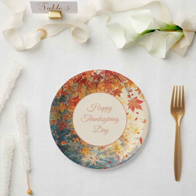 Frohes Erntedankfest, Herbst Herbstsaison, Modern  Pappteller (Hochzeit)
