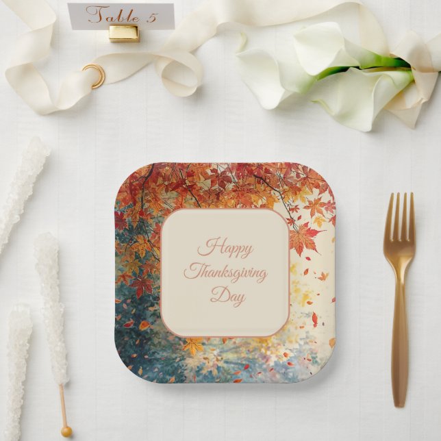 Frohes Erntedankfest, Herbst, Modern  Pappteller (Hochzeit)