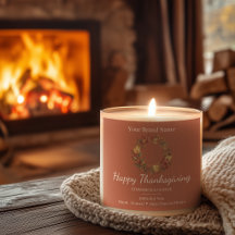 Frohes Erntedankfest - Herbstlaub Kerzenetiketten