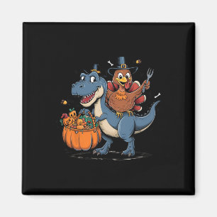 Frohes Erntedankfest Kinder Lustiger Truthahn Reit Magnet