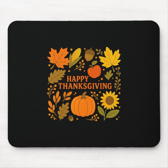 Frohes Erntedankfest Kürbis Herbstlaub Ernte  Mousepad (Vorne)