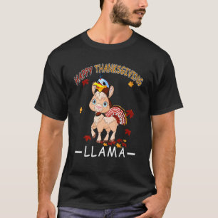 Frohes Erntedankfest Lama Truthahn Herbst Blätter T-Shirt