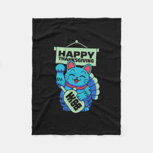 Frohes Erntedankfest Maneki Neko Glückskatze Japan Fleecedecke