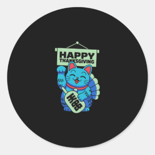 Frohes Erntedankfest Maneki Neko Glückskatze Japan Runder Aufkleber