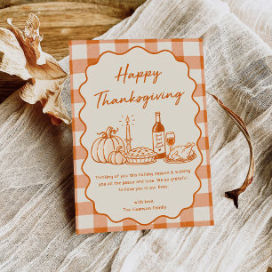 Frohes Erntedankfest Orange Gingham Einladung
