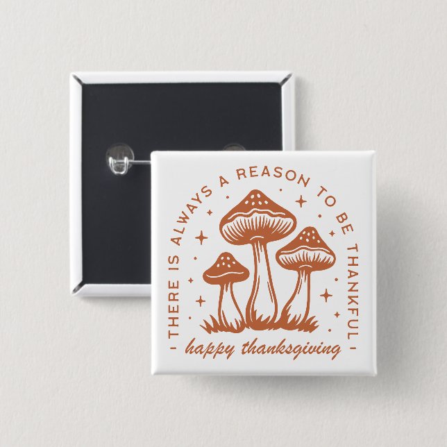 Frohes Erntedankfest Pilz Whimsical Terrakotta Button (Vorne & Hinten)