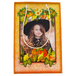 Frohes Erntedankfest Pumpkin Blätter Herbst Festiv Mittlere Geschenktüte