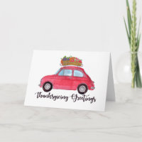 Frohes Erntedankfest Rotes Retro-Fiat 500