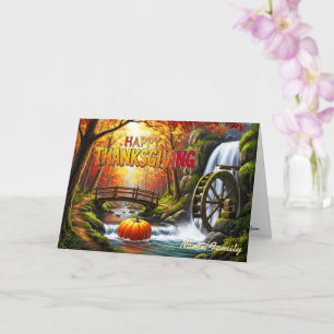 Frohes Erntedankfest Rustic Bridge & Waterwheel Karte