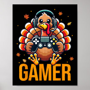 Frohes Erntedankfest Truthahn Gamer Herbst Videosp Poster