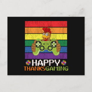 Frohes Erntedankfest Truthahn Gaming Videospiel Ga Postkarte