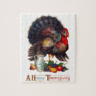 Frohes Erntedankfest Vintage Truthahn Puzzle