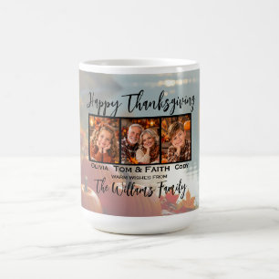 Frohes Erntedankfest Warmes Herbstblumen-Foto Kaffeetasse