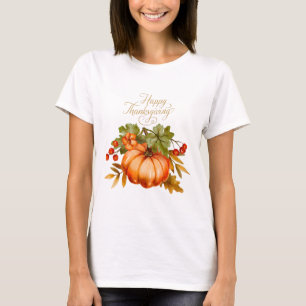 Frohes Erntedankfest Wasserfarben-Kürbis und Beere T-Shirt