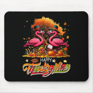Frohes Erntedankfest Zwei süße Flamingos mit Rber Mousepad