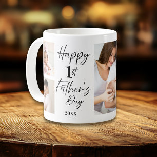 Frohes erstes Vatertag Papa 5 Foto Collage   Kaffeetasse
