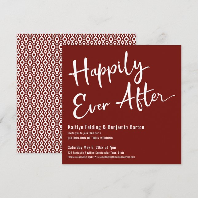 Frohes Ever After White on Wine Wedding Event Einladung (Vorne/Hinten)