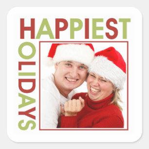 Frohes Ferien Foto Weihnachten Weihnachtsgeschenk Quadratischer Aufkleber