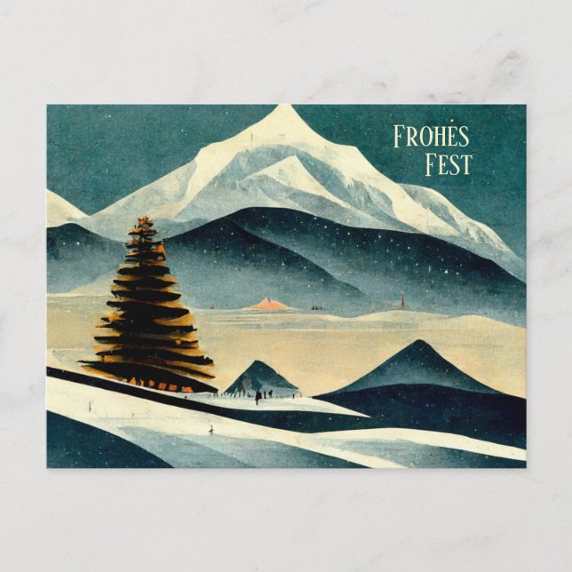 Frohes Fest. Weihnachtskarte mit Art Deco Motiv Postkarte (Vorderseite)