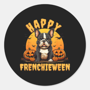 Frohes Frenchieween Französische Bulldogge Hallowe Runder Aufkleber