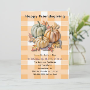 Frohes Friendsgiving-Kürbisse und Herbstlaub Einladung