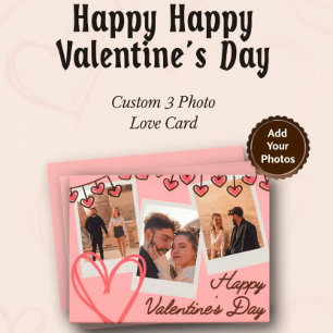 Frohes Frohes Valentinstag 3 Foto individuell Feiertagskarte