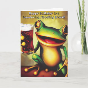 Frohes Geburtstag! Lustiger Frosch hält Bierglas Karte