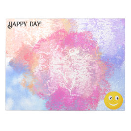 Frohes Gesicht in guter Laune Notizblock