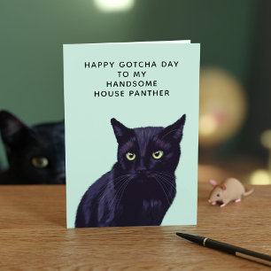Frohes Gotcha-Tag Schwarze Katze Geburtstagskarte Karte
