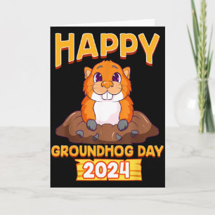 Frohes Groundhog Day 2024 Woodchuck Wetter Meteoro Karte