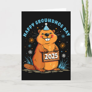 Frohes Groundhog Day 2025 Kinder Kleinkind Männer  Karte