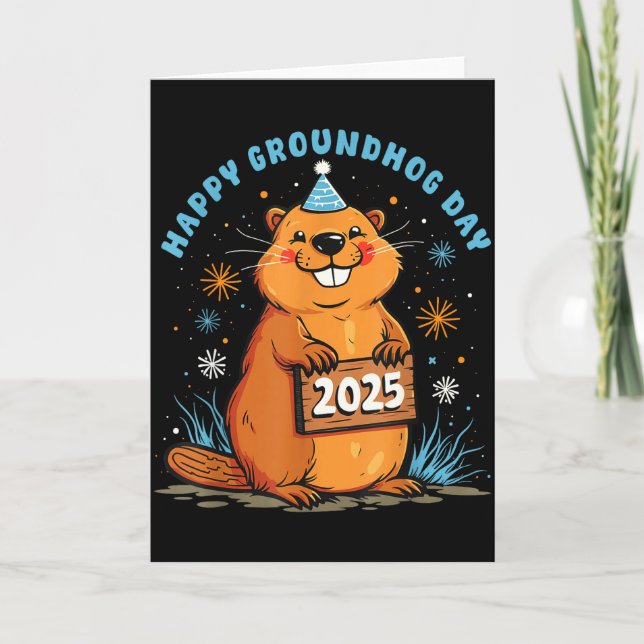 Frohes Groundhog Day 2025 Kinder Kleinkind Männer  Karte (Vorderseite)