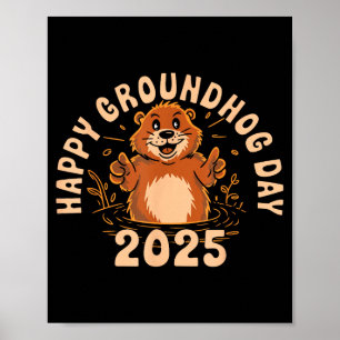 Frohes Groundhog Day 2025 Kinder Kleinkind Männer Poster