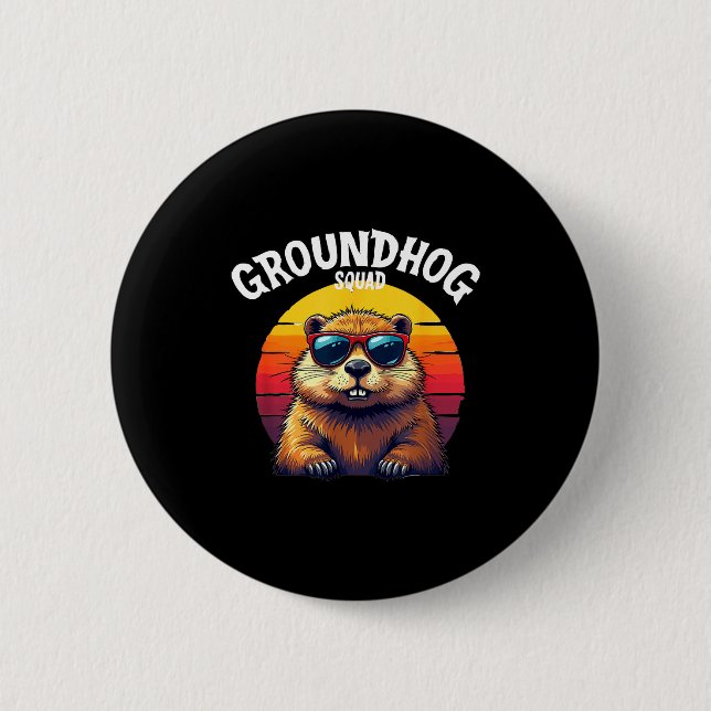 Frohes Groundhog Day 2025 Lustige Groundhog-Gruppe Button (Vorderseite)