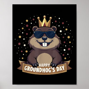 Frohes Groundhog Day 2025 Lustiges Woodchuck  Poster