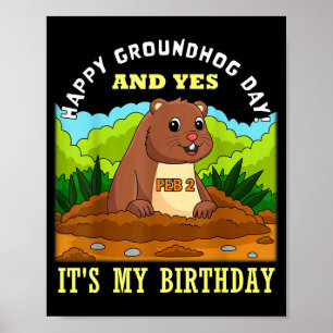 Frohes Groundhog-Tag-Geburtstag am 2. Februar Fami Poster