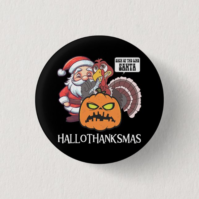 Frohes Hallothanksgiving Button (Vorderseite)
