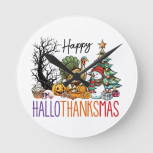 Frohes Hallothanksmas Clipart Runde Wanduhr