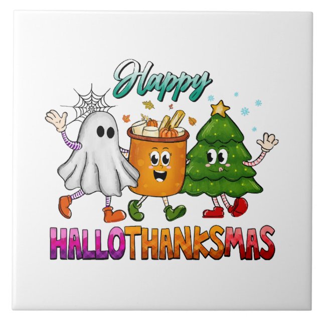 Frohes Hallothanksmas Fliese (Vorderseite)