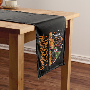 Frohes Hallothanksmas Frohes Halloween Erntedankfe Kurzer Tischläufer