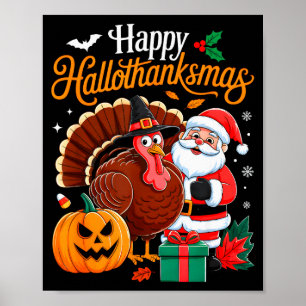 Frohes Hallothanksmas Lustiges Halloween Erntedank Poster