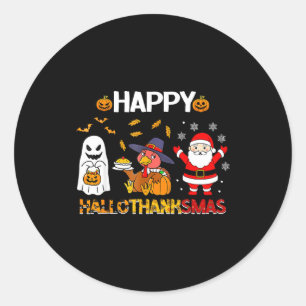 Frohes Hallothanksmas Lustiges Halloween-Erntedank Runder Aufkleber