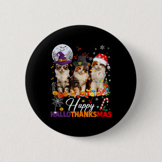 Frohes Hallothanksmas Süße Katzen Halloween Ernted Button