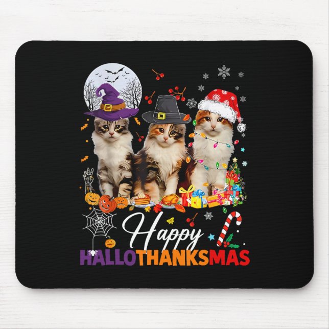Frohes Hallothanksmas Süße Katzen Halloween Ernted Mousepad (Vorne)
