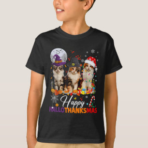 Frohes Hallothanksmas Süße Katzen Halloween Ernted T-Shirt