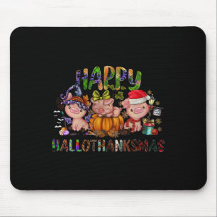 Frohes Hallothanksmas Süße Schweine Bauernhof Tier Mousepad